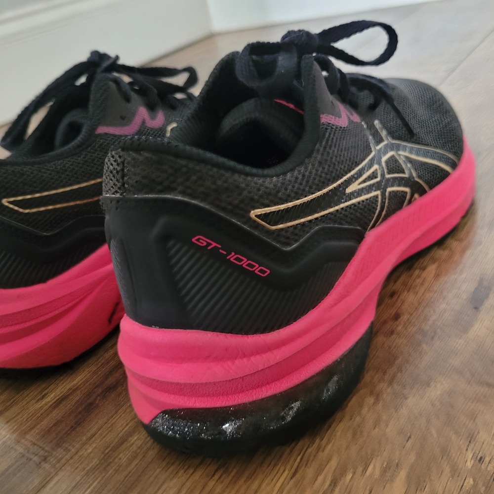 Asics GT-1000 11 Womens Running Shoes Black Pink Gold Sneakers Size 5 - Picture 3 of 13